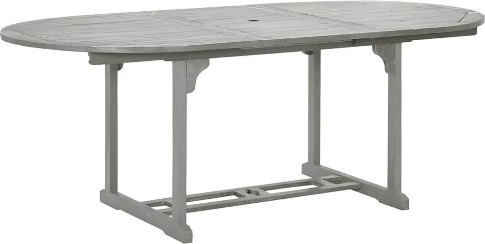 vidaXL szürke tömör akácfa kerti asztal 200 x 100 x 75 cm
