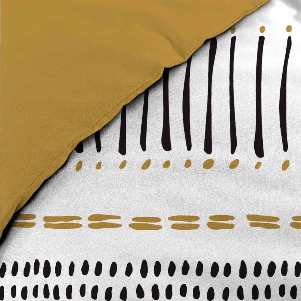 Mustársárga-fehér kétszemélyes-hosszabbított pamut ágyneműhuzat 240x220 cm Chicago – douceur d'intérieur