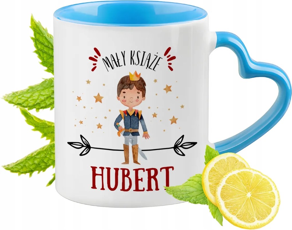 Kék bögre szív alakú füllel Hubert számára Ideális ajándék