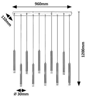 Rabalux 72364 - Csillár zsinóron RAMIRA 10xG9/5W/230V fekete