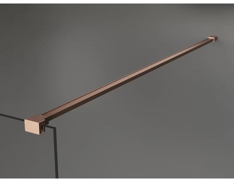 Mexen Kioto+, Walk-In zuhanyparaván polccal és akasztóval 80 x 200 cm, 8 mm átlátszó üveg fekete mintás, réz matt profil, 800-080-121-65-70