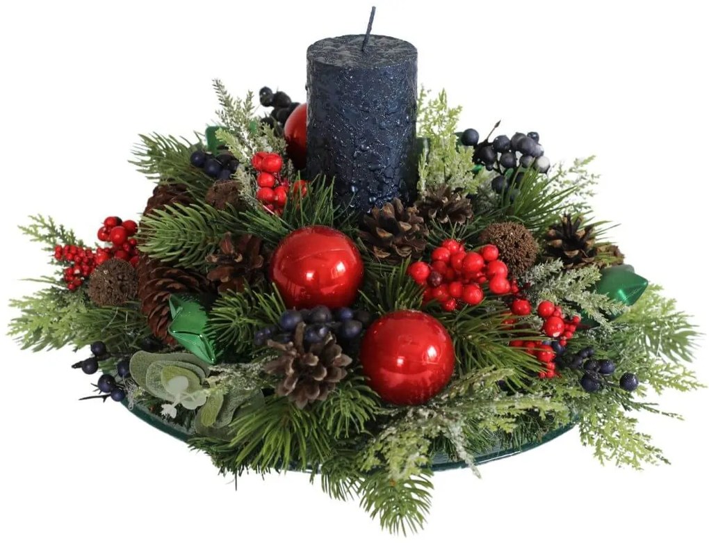 Kék adventi gyertyatartó asztalra 30cm