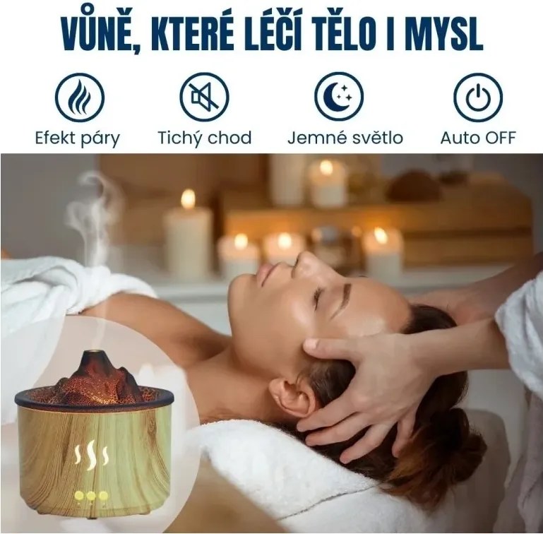 RDF3 aroma diffúzor vulkán formájában - 500 ml - fehér