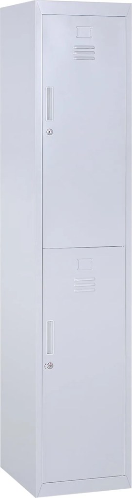 Vinsetto Fém Szekrény Zárral 2 Rekesszel, Zárható Tárolószekrény 2 Kulccsal, 4 Polccal, 38 x 46 x 180 cm, Szürke | Aosom