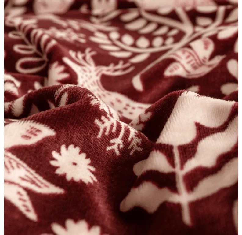 Mikroplüss ágyneműhuzat FOREST ANIMALS bordó Ágyneműhuzat mérete: 70 x 90 cm | 140 x 200 cm