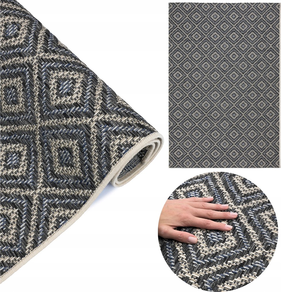 Modern Szobaszőnyeg Lapos Szövésű Erős Tartós Teraszra 120x170CM