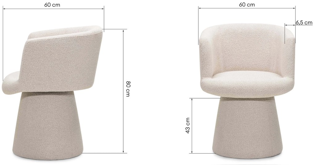 Forgatható design szék YATO, krémszínű