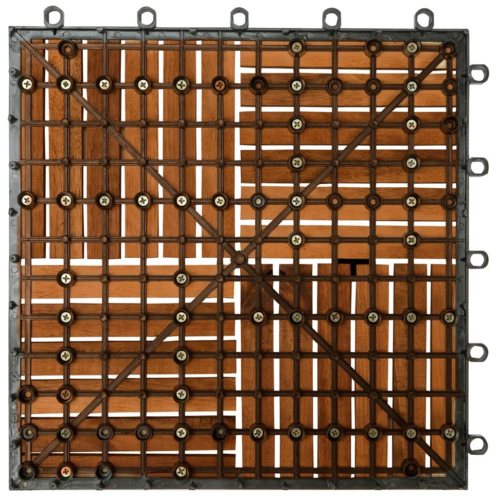 Casaria® Quatro mozaikás fa járólapok - 11 darabos készlet, 30x30 cm