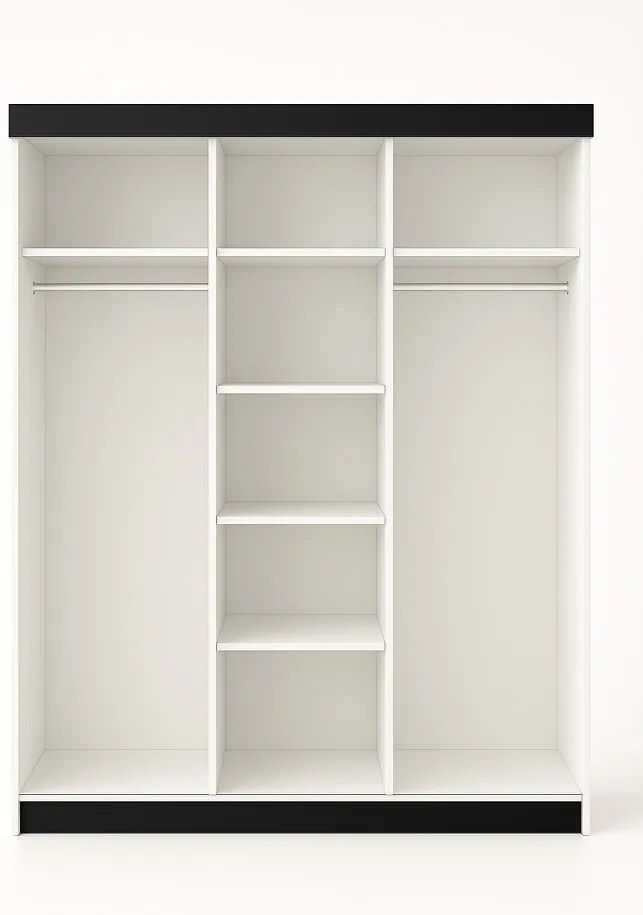 Bill 2 200 Tolóajtós Szekrény 200cm, Grafit-Fehér