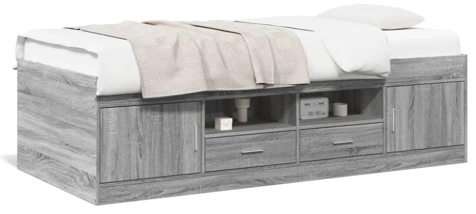 szürke sonoma kanapéágy fiókkal matrac nélkül 90x190 cm