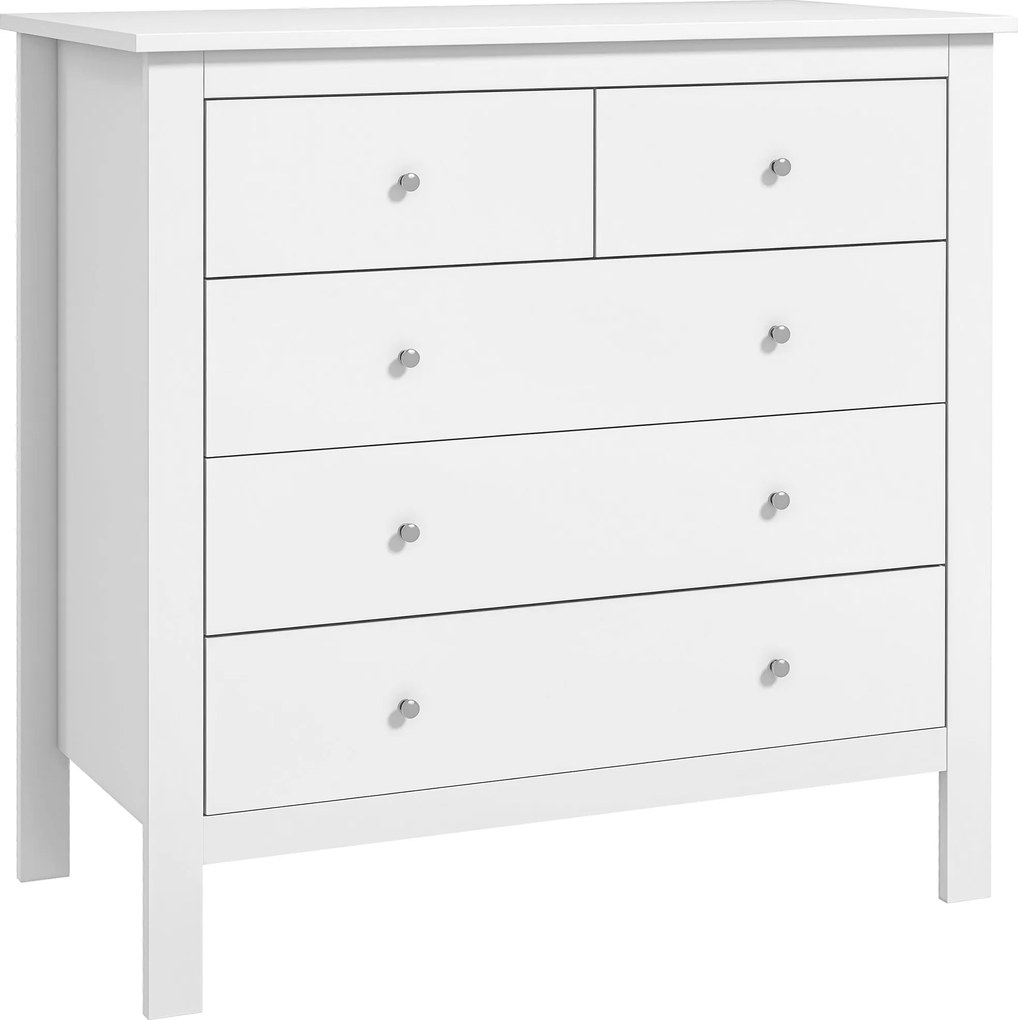 HOMCOM 5 Fiókos Modern Szekrény 79 x 39,5 x 80,5 cm - Fehér | Aosom