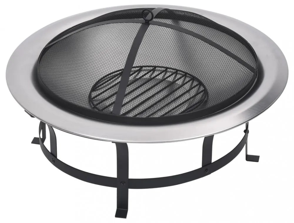 rozsdamentes acél kültéri tűztál grillráccsal 76 cm