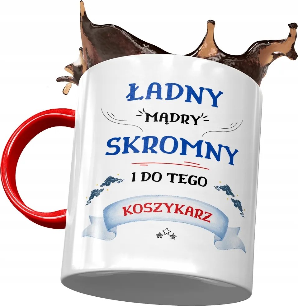 Piros Bögre Kosárlabdázónak Szép Okos Szerény Nyomtatott Fotóval