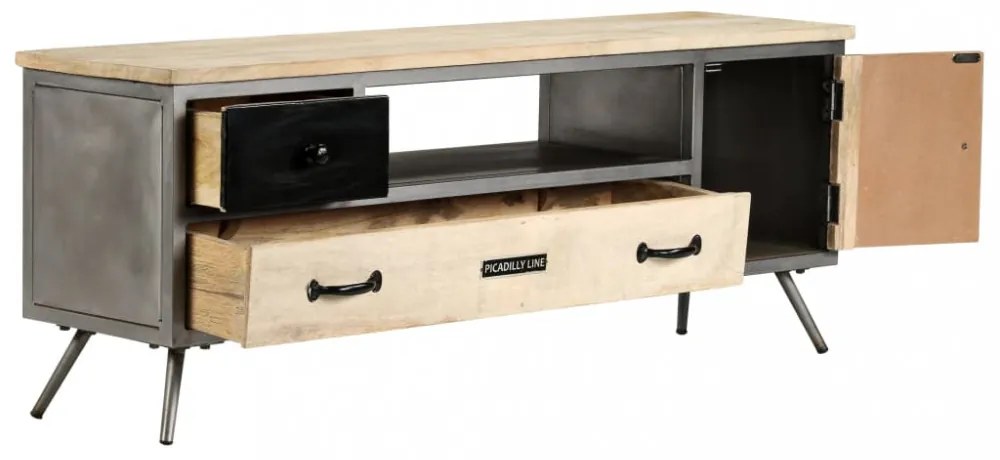 tömör mangófa és acél TV-szekrény 120 x 30 x 45 cm