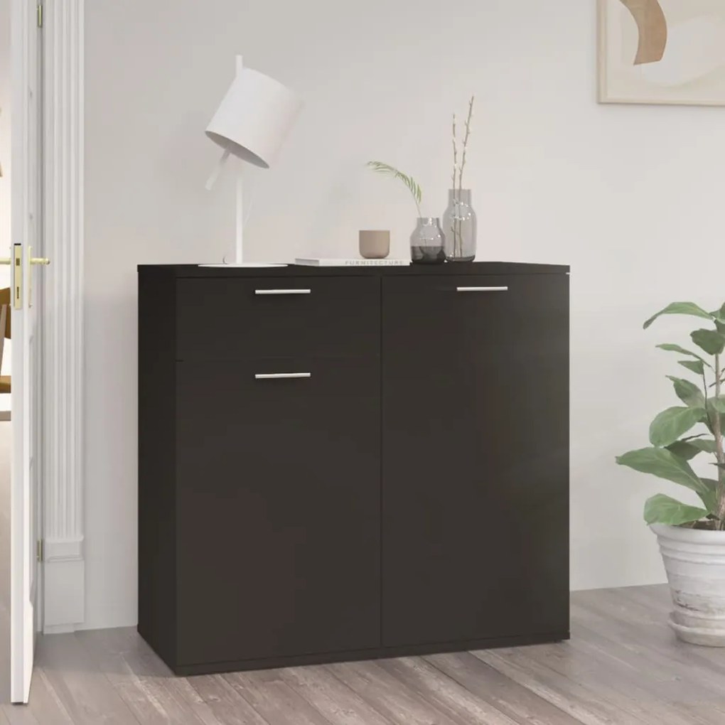 fekete szerelt fa tálalószekrény 80 x 36 x 75 cm