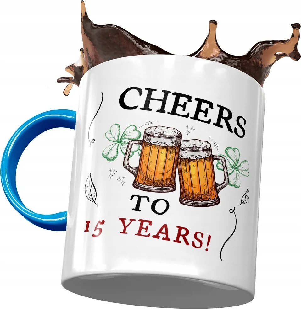 Kék Bögre Születésnapra 15 15. 15. Nyomtatott Fotóval