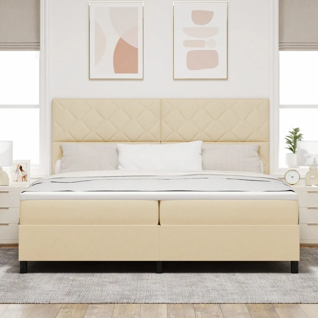 Box Spring Ágy Matracal Bézs 200x200 cm Szövet