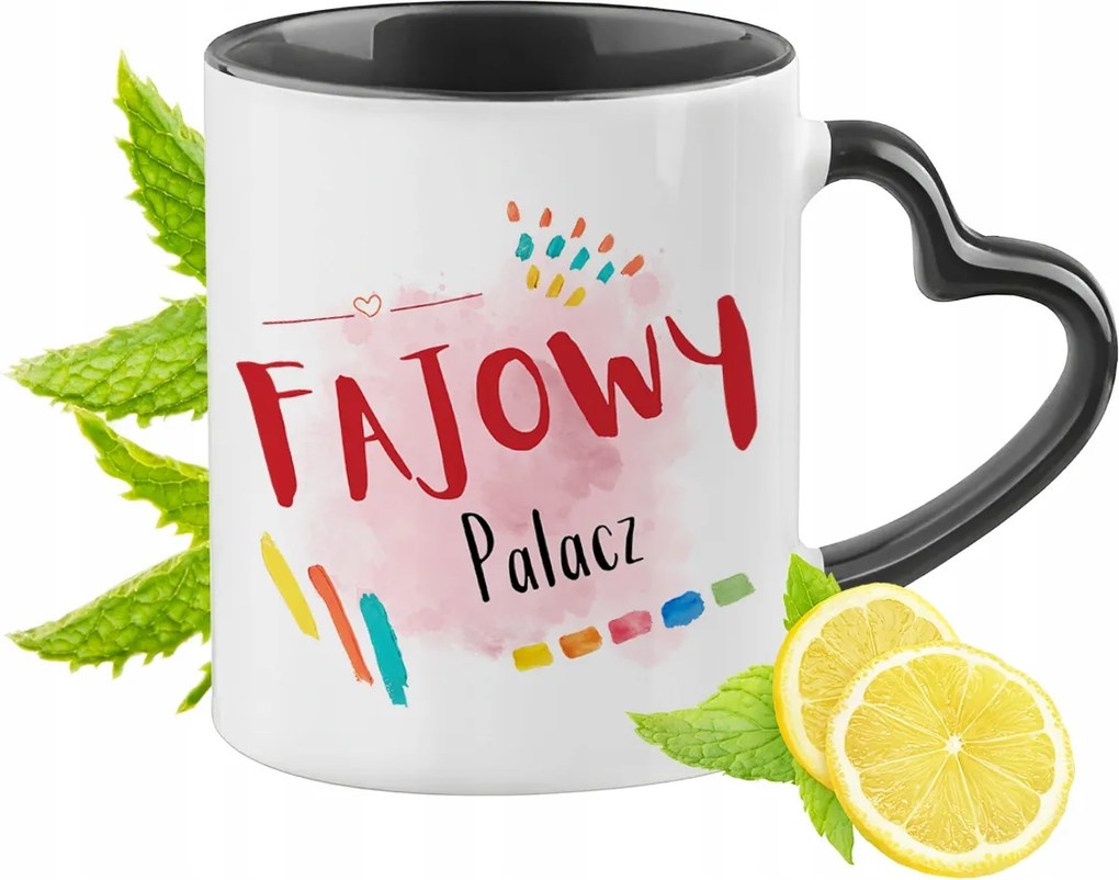 Dohányzó Bögre Fekete Szív Alakú Füllel Ajándék Nyomtatott