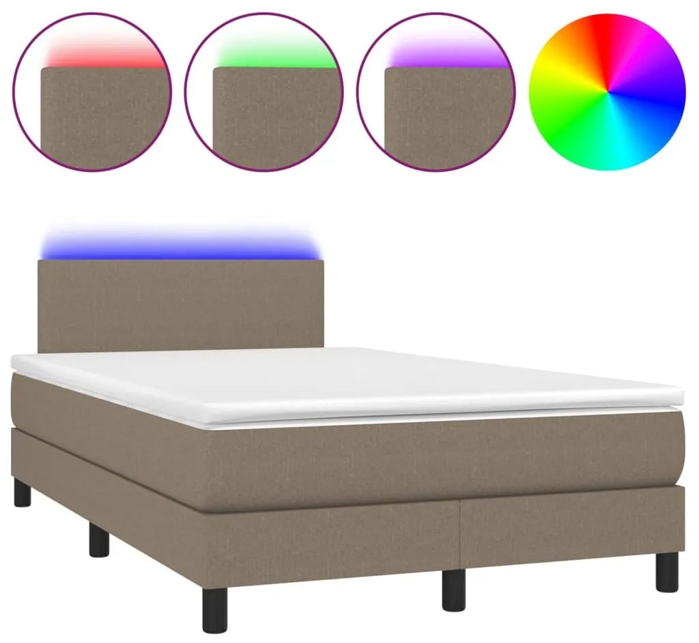 tópszínű szövet rugós és LED-es ágy matraccal 120x190cm
