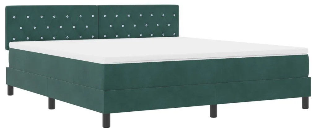 Boxspring Ágy Matrac &amp; LED Sötét Zöld 180x200 cm Bársonyos
