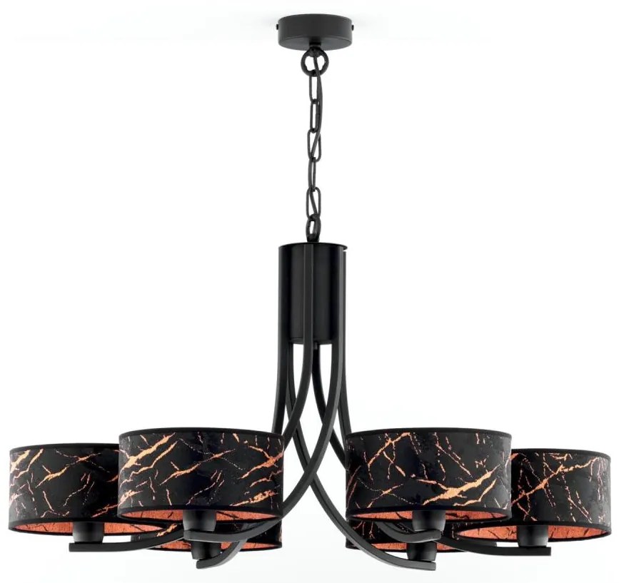 Jupiter 2108- Láncos csillár ARTHUR 6xE27/15W/230V fekete/narancssárga/márványhatás