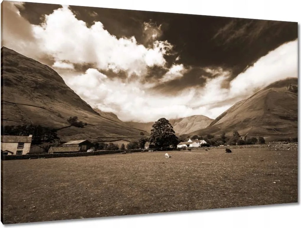 Festmények 120x80 Ír táj Szépia