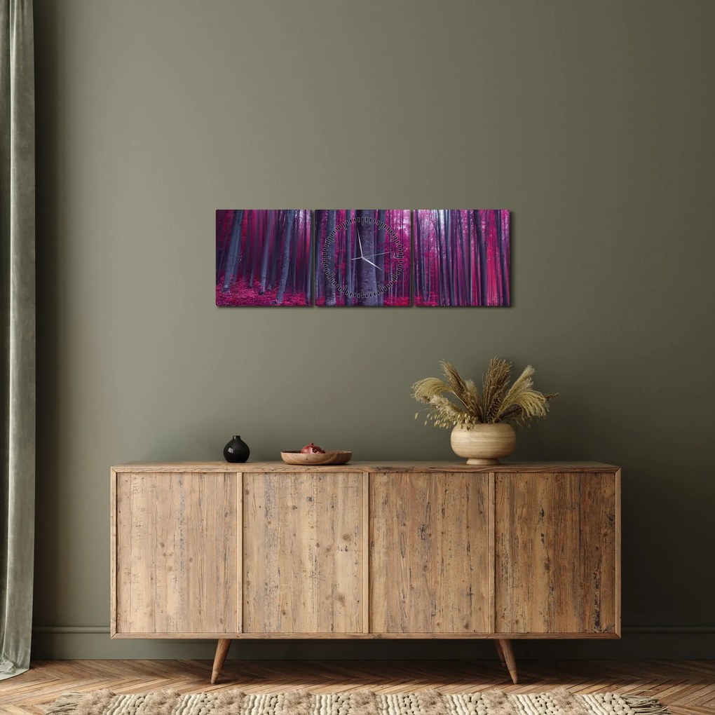 Egy rózsaszín erdő képe (órával) (90x30 cm)
