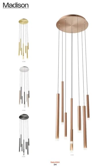 Redo 01-2052 - LED Csillár zsinóron MADISON 8xLED/4W/230V fekete