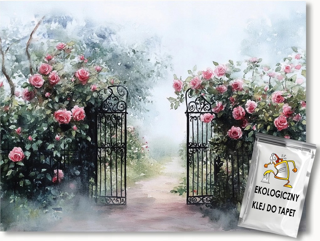 Fotótapéta Flizelina Park Kert Kapu Bokrok Rózsák 208x146 ragasztó