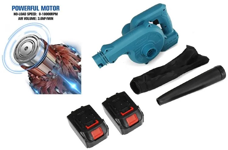 Akkus lombfúvó HAYAMI HA-1045 2 az 1-ben + 2 db akkumulátor + tartozékok