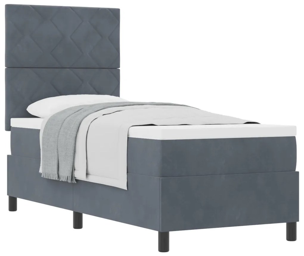 Boxspring Ágy Matracra Sötétszürke 80x200 cm Bársonyos