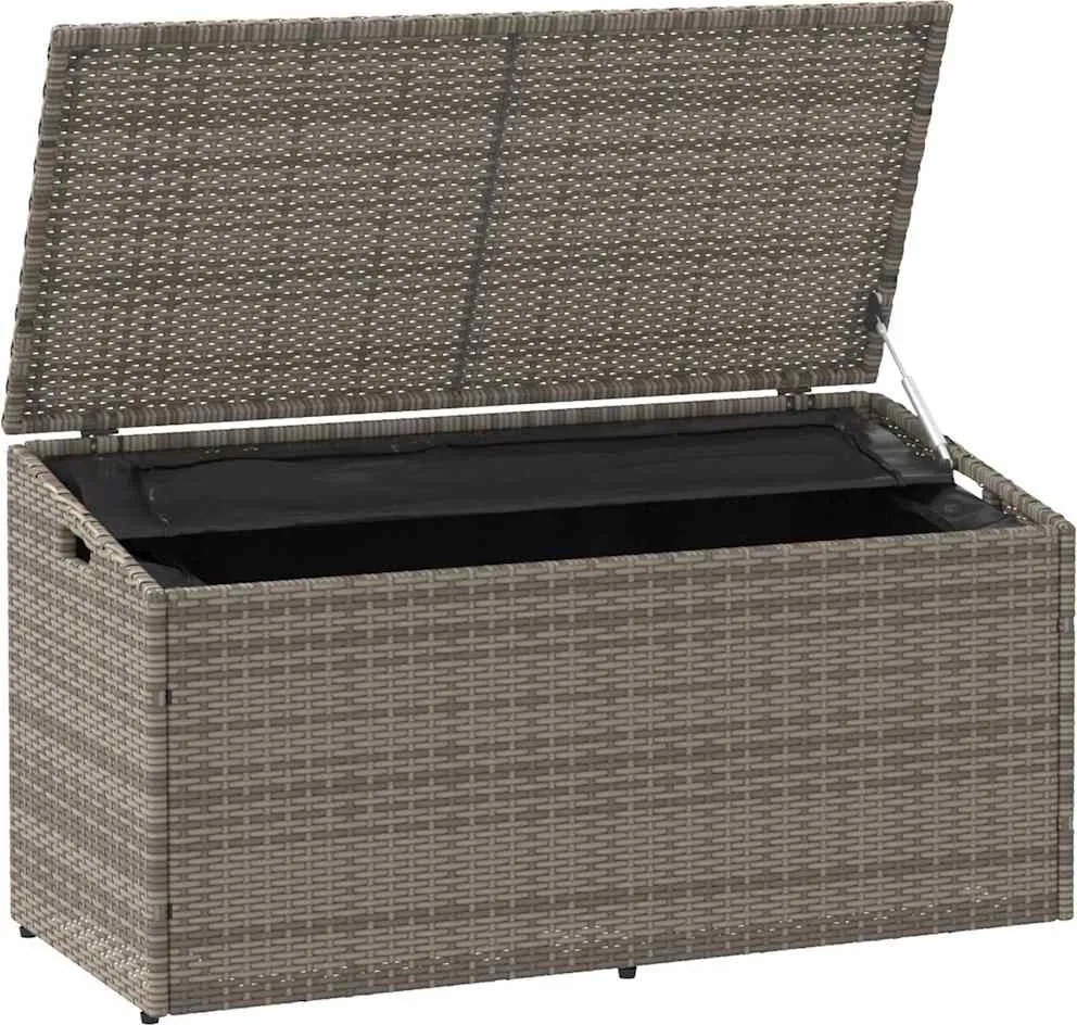 Szürke Polyrattan Kerti Tárolóláda 110 X 50 X 58 Cm