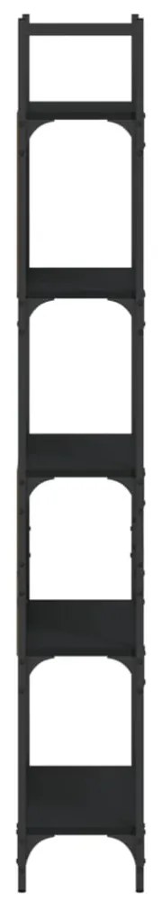 5 szintes fekete szerelt fa könyvespolc 60,5x24x166,5 cm
