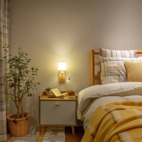 Brilagi - LED Fali lámpa NUBILA WOOD 1xE27/25W/230V + LED/3W tölgy/krémes