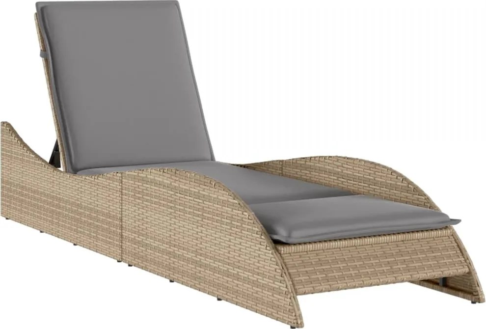vidaXL bézs polyrattan napozóágy párnával 60x205x73 cm