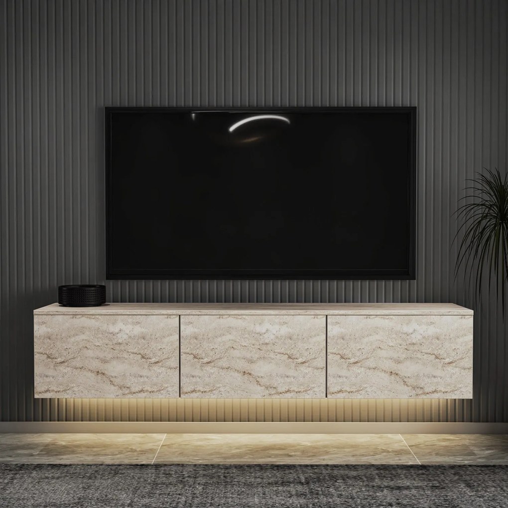 TV szekrény Neon Illuminated - Travertine