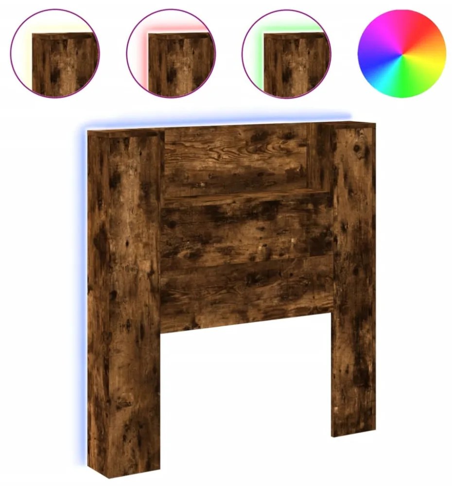 füstös tölgy színű áthidalószekrény LED-ekkel 100x16,5x103,5 cm