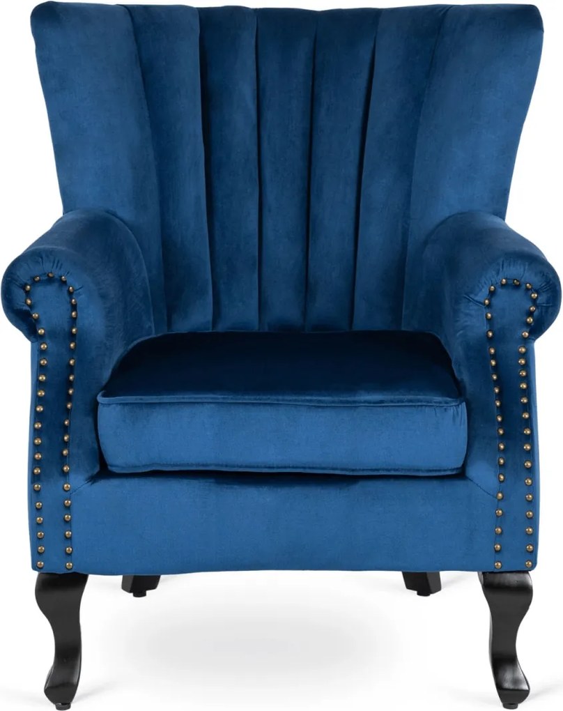 Fotel sötétkék bársony kárpittal – MALLO