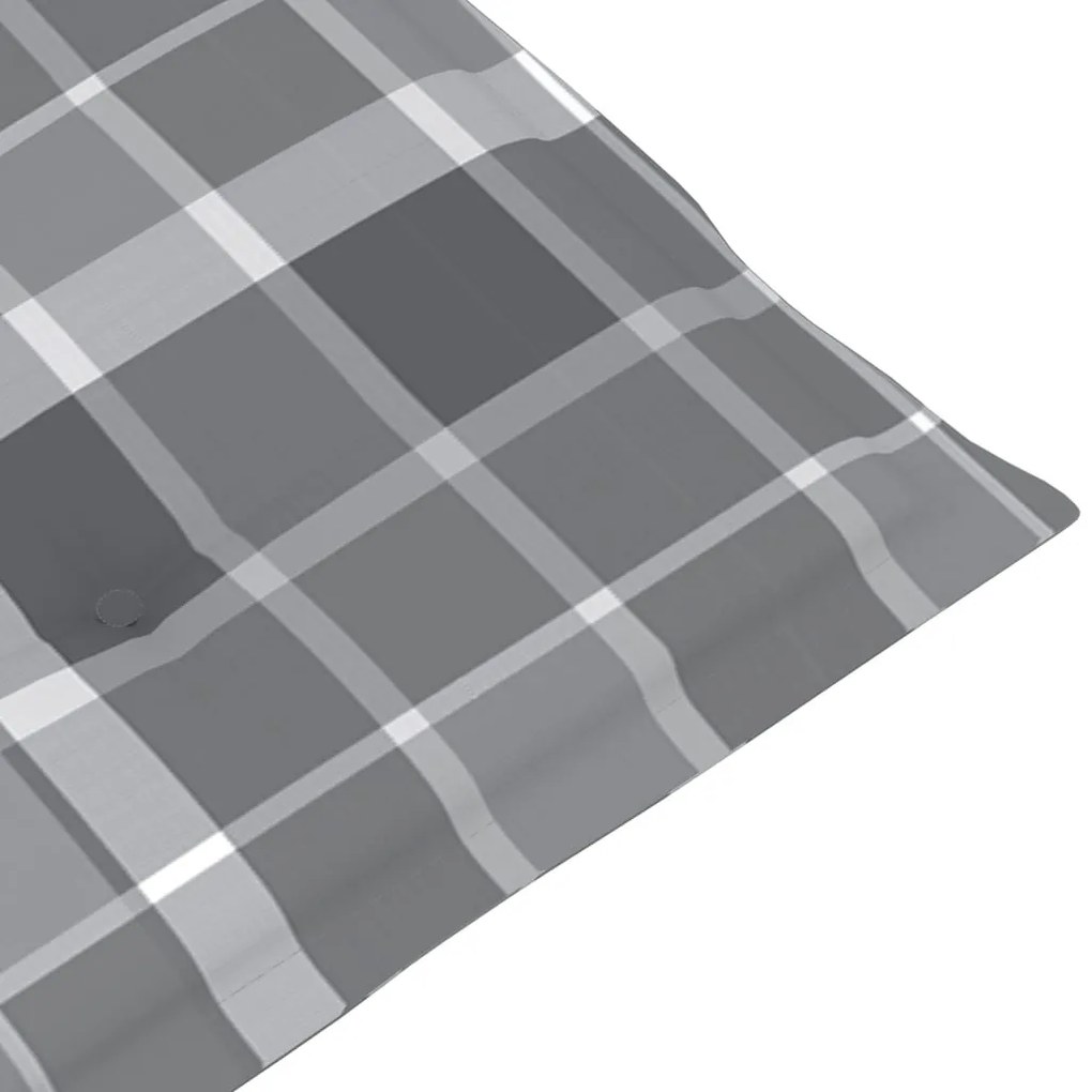 2 db tömör tíkfa kerti szék szürke kockás párnákkal