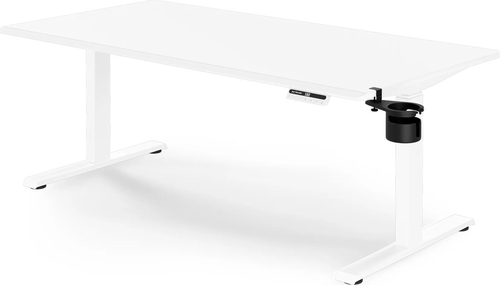 Elektromos, állítható magasságú, ergonomikus, fehér íróasztal,1600x800 mm: ARIA