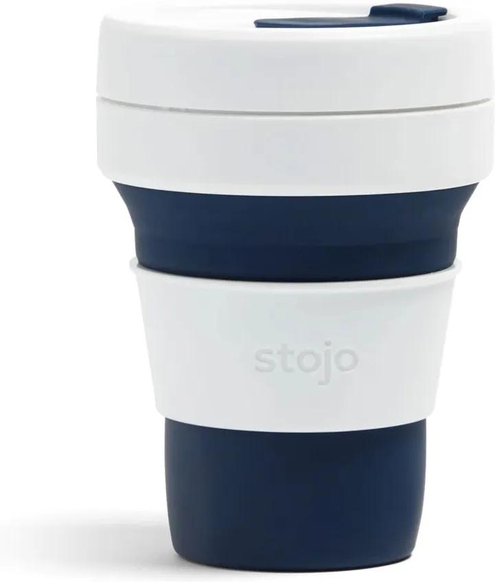 Pocket Cup fehér-sötétkék összecsukható thermo pohár, 355 ml - Stojo