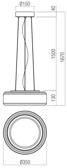 Redo 01-3591 - LED Csillár zsinóron SOLERA LED/24W/230V átm. 35 cm CRI 93 3000/4000K