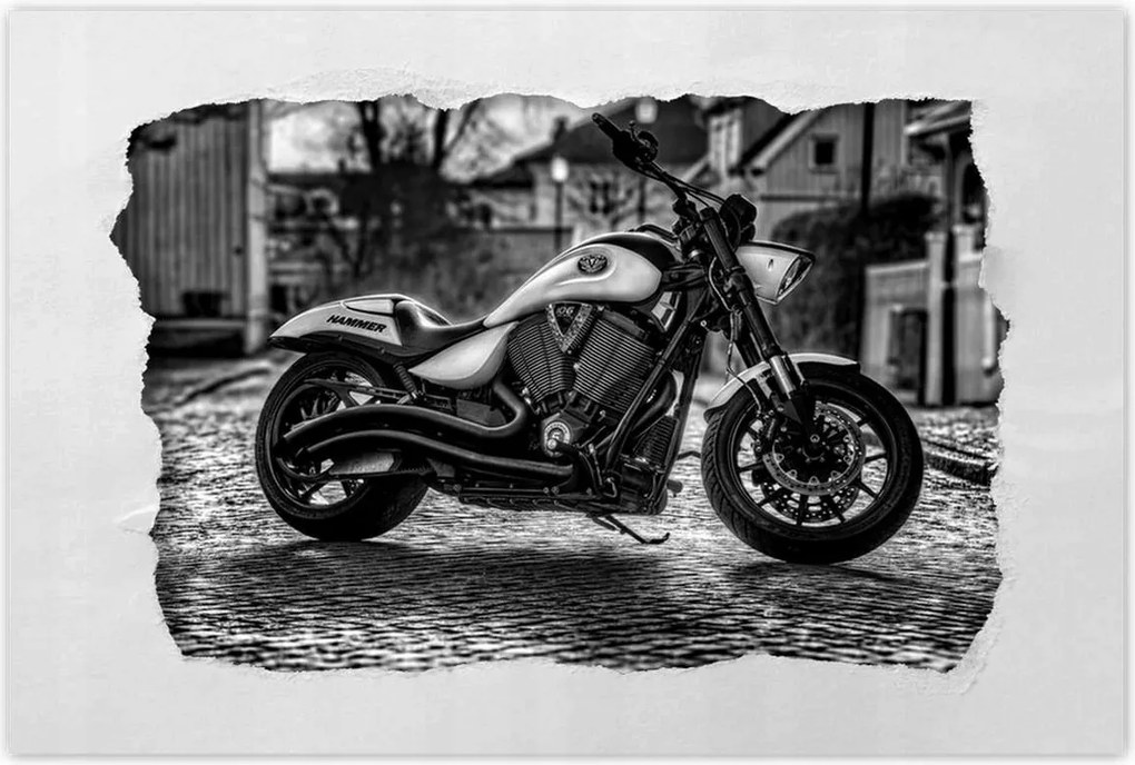 Poszterek 120x80 Fekete-fehér fotó motor