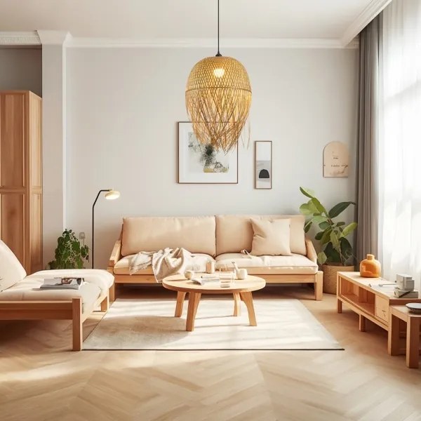 Immax 08271L - Csillár zsinóron HILO 1xE27/40W/230V átm. 45 cm bambusz