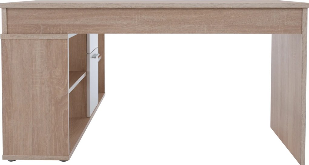 Sarok íróasztal, sonoma tölgy/fehér, NOE NEW