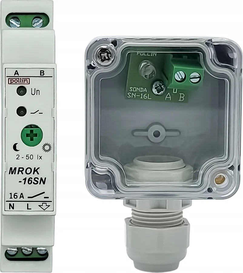 MROK-16SN szürkületi automata 16A kültéri szonda SN-16L IP65 Din 1modul