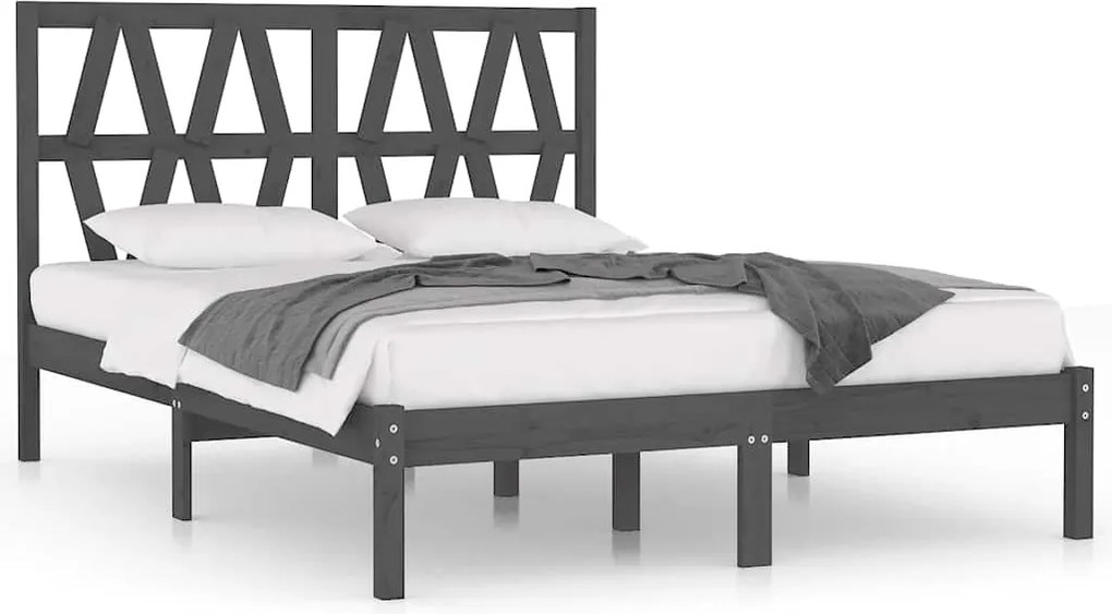 vidaXL szürke tömör fenyőfa ágykeret 200x200 cm