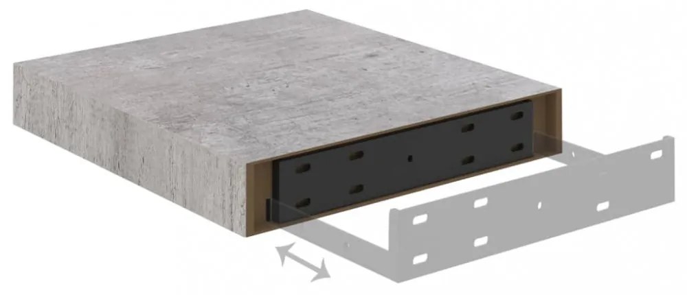 betonszürke MDF lebegő fali polc 23 x 23,5 x 3,8 cm