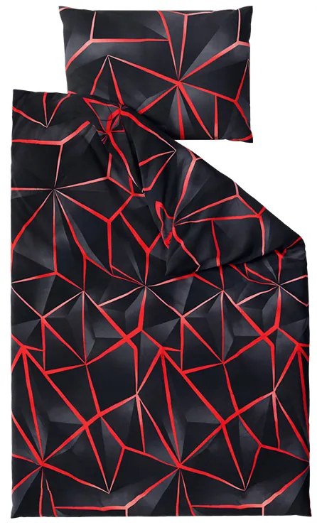 Pamut ágynemű PENELOPE PIROS fekete Ágyneműhuzat mérete: 70 x 90 cm | 140 x 200 cm