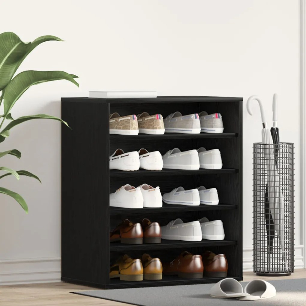 vidaXL Cipőszekrény Fekete Tölgy 60x35x70 cm Műanyag